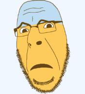 blue blue_skin emoticon glasses open_mouth series:soymoji soyjak stubble variant:cobson worried yellow yellow_skin // 775x849 // 18.9KB