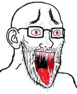 crazy drool ear glasses red_eyes saliva scary sharp_teeth stubble tongue variant:unknown // 709x858 // 40.0KB