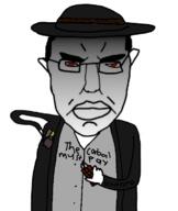 angry arm blood_(game) caleb_(blood) closed_mouth clothes dynamite fedora glasses hair hand hat holding_object lighter millions_must_die soyjak subvariant:chudjak_front tnt variant:chudjak // 615x730 // 1.7MB