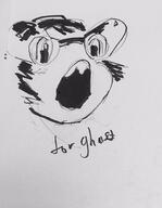 beanie black_and_white cute cute_girl drawing femcel girl glasses hair mouth_open teeth variant:soytan woman // 1590x2048 // 450.9KB