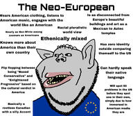 blue_shirt eternal_anglo european european_union flag flag:european_union grey_skin mutt obsession pointy_ears subvariant:impish_amerimutt text united_states variant:impish_soyak_ears // 3464x3005 // 1.1MB