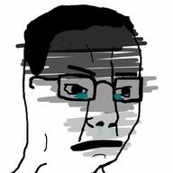 crying fog glasses hair mucus open_mouth soyjak variant:chudjak // 500x500 // 21.1KB