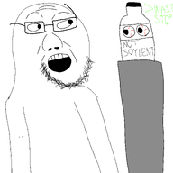 2soyjaks arrow body curious drawing eyes glasses green_text happy horrified mouth mouth_open nose op_is_gay soy soyjak soylent soylent_bottle teeth teeth_showing text variant:soyak white_background white_skin // 1969x1969 // 141.5KB
