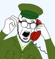 army clothes hat holding_object holding_phone military military_hat military_uniform open_mouth variant:checkjak // 1000x1058 // 46.8KB