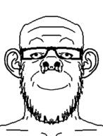 closed_mouth ear glasses happy mustache smile soyjak stubble variant:a24_slowburn_soyjak // 395x520 // 9.7KB