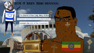 ack amharic_text ark_of_the_covenant bible bloodshot_eyes buff christianity chud church cross crying dark_skin ethiopia flag:ethiopia flag:israel hanged hanging irl_background jews judaism open_mouth orthodox_church rope soyjak star_of_david subvariant:perceptive_chud suicide tattoo tattoos tongue variant:bernd variant:chudjak wikipedia yiddish // 1920x1080 // 526.6KB