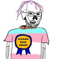 award clothes dead glasses half-life mustache no_eyes no_nose purple_hair rope series:skeletonjaks skeleton smug soyjak stubble text tranny variant:soyak yellow_teeth // 600x600 // 37.1KB