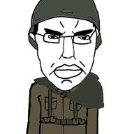 angry arm chud closed_mouth clothes colonial combat_helmet ear foxhole glasses hair hat helmet military military_uniform soyjak subvariant:chudjak_front variant:chudjak video_game // 213x216 // 19.6KB