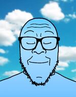 calm bald blue_skin calm calming closed_eyes cloud glasses sky smile stubble subvariant:redrawn_plier variant:markiplier_soyjak // 900x1150 // 590.2KB