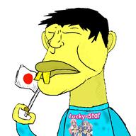 dirty_clothes holding_object japan konata lucky_star subvariant:japmutt teeth_showing ugly variant:meximutt yellow_skin // 2048x2048 // 753.5KB