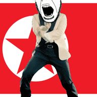 angry animated country dance flag flag:north_korea gangnam_style glasses north_korea open_mouth soyjak star_(symbol) stubble variant:cobson // 300x460 // 506.3KB
