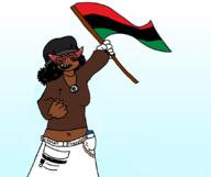 beanie black black_lives_matter black_skin flag glasses hair pan_african pan_african_flag soy soylent soylent_(creamy_chocolate) subvariant:soyniqua variant:soytan woman // 1076x905 // 60.5KB