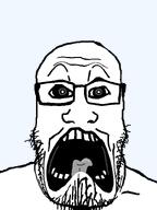 big_eyes eyebrows glasses open_mouth scared soyjak stubble subvariant:doctos subvariant:doctos_front template tongue transparent_background variant:markiplier_soyjak // 600x800 // 33.5KB