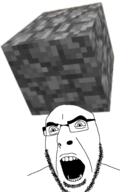 angry clothes cobblestone glasses hat minecraft open_mouth pun soyjak stubble variant:cobson video_game // 1024x1500 // 292.2KB