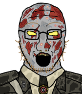 blood blood_on_face booger call_of_duty collared_shirt corpse dead dirty_clothes eyebrows front_facing glasses glowing_eyes grey_skin injury looking_at_you meta:not_oc military_uniform mucus nazi_germany nazi_soldier nazism necktie no_pupils nose officer open_mouth rotten rotten_teeth rotting scar schutzstaffel soldier soyjak stubble subvariant:soyak_front swastika teeth transparent_background variant:soyak yellow_eyes yellow_sclera zombie // 700x800 // 33.1KB