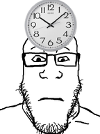 bald clock glasses looking_at_you object_on_head stubble subvariant:neutralplier variant:markiplier_soyjak wall_clock white_background // 600x800 // 97.6KB