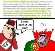 ack blood bone brown_skin dead firearm flag:morocco flag:portugal flag:riff headshot highlighted_text history moor moorish morocco mouth_open portugal rif_war riffian sniper stubble text tongue_out variant:bernd variant:smugjak war white_background white_skin // 1275x1180 // 310.2KB