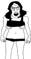 angry anorexia bikini bra bulge dark_hair eyelashes full_body genre_defining glasses hair long_hair male mtf oc open_mouth penis pre-transition ribs shaved skinny sports_bra standing subvariant:hormonnah teeth thin tranny troon underweight variant:feraljak white_background white_skin // 1200x2303 // 38.7KB
