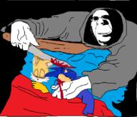 animal_abuse bed biting_lip blood closed_mouth clothes creepy evil glasses gore holding_knife holding_object hoodie killer knife murder ominous sega sonic sonic_the_hedgehog soyjak stubble tails_(sonic) variant:cobson video_game // 829x706 // 61.1KB