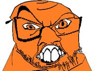 content_aware distorted glasses large_nose looking_at_you open_mouth orange_eyes orange_skin raised_eyebrow soyjak stubble subvariant:crazyguyjak teeth variant:feraljak // 800x600 // 15.5KB