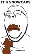 arm closed_eyes closed_mouth eating frown glasses hand holding_object its_over meta:tagme snowcap soyjak stubble subvariant:wholesome_soyjak text variant:gapejak // 600x1053 // 2.4MB
