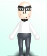 bald beard black_pants closed_mouth clothes glasses iris mii nintendo smile stubble variant:cobson video_game white_shirt white_skin wii // 579x681 // 109.0KB