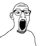 bald ear glasses open_mouth soyjak stubble variant:gimper white_background white_skin wrinkles // 947x990 // 17.6KB