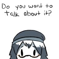 beanie blush drawing glasses hair question_mark text variant:soytan // 500x500 // 75.5KB