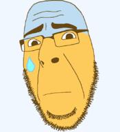 blue blue_skin closed_mouth emoticon glasses series:soymoji soyjak stubble sweating variant:cobson worried yellow yellow_skin // 775x849 // 39.9KB