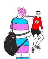 award i_did_not_draw_this meta:not_oc pepper_spray pink_hair subvariant:chudjak_front swastika traced tranny transgender_flag transparent_background variant:chudjak // 617x752 // 31.8KB