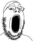 animated bottle ext=gif gape glasses open_mouth soy soyboy soyjak soylent soylent_(cacao) stretched_chin stretched_mouth stubble teeth variant:gapejak // 1000x900 // 306.6KB