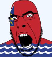 flag flag:magadan_oblast full_head glasses looking_to_the_right magadan_oblast oblast open_mouth russia soyjak stubble transparent_background variant:cobson // 721x789 // 70.8KB