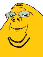 dog double_chin fat glasses janny smile soyjak stubble subvariant:wholesome_soyjak variant:gapejak yellow // 600x800 // 28.1KB