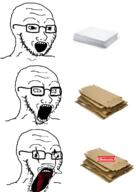 cardboard glasses nintendo nintendo_labo open_mouth paper soyjak stretched_mouth stubble tongue variant:soyak video_game // 1220x1728 // 221.3KB