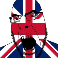 angry country cross flag glasses open_mouth soyjak stubble united_kingdom variant:cobson // 721x720 // 37.0KB