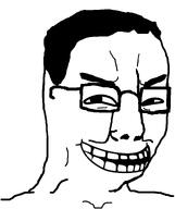 glasses hair looking_at_you nas:trollface smile trollface variant:chudjak // 645x770 // 23.1KB