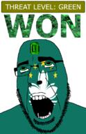 ahegao china country emerald flag flag:macau gem glasses green green_eyes hair looking_up macau open_mouth schlog_color_event soyjak soyjak_blog star_(symbol) stubble teeth text threat_level_green variant:cobson won // 721x1115 // 173.1KB