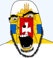 angry country cross flag flag:rivne_oblast glasses hair looking_to_the_left oblast open_mouth plant rivne_oblast soyjak stubble teeth thick_eyebrows ukraine variant:cobson // 721x789 // 98.9KB