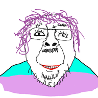 animated closed_mouth glasses hair mustache purple_hair redraw smile soyjak stubble tranny variant:bernd // 3000x3000 // 1.0MB