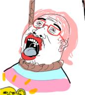 2soyjaks ear flag flockmod glasses hanging mustache open_mouth pink_hair rope soyjak stubble suicide sun tongue tranny variant:impish_soyak_ears variant:unknown // 309x345 // 61.8KB