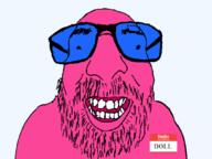 admin doll_(user) glasses half_open_mouth looking_at_you name_tag pink_skin soyjak stubble text variant:israeli_soyjak // 666x500 // 49.0KB