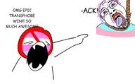 ack arm bloodshot_eyes comic_sans crying glasses hair hand hanging mustache open_mouth pointing purple_hair rope soyjak stubble suicide text tongue tranny variant:bernd yellow_teeth // 1736x1080 // 130.8KB
