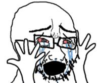 crying glasses hand hands_up red_eyes stubble variant:cryboy_soyjak // 951x820 // 233.5KB