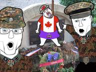 12th_ss 3soyjaks ardennes_abbey arm bloodshot_eyes blue_eyes canada chaudiere clothes crime crying glasses hair hand hanging hat hitlerjugend mustache nazi_germany nazism open_mouth purple_hair rope shoe skirt soyjak stubble suicide tongue tranny variant:bernd variant:two_pointing_soyjaks war // 1440x1080 // 1.1MB