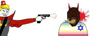 blood bloodshot_eyes christian_cross christianity cross demon demon_horns el_sultanato fez flag:map flag:minor_attracted_person flag:pedophilia_pride_flag gun gunshot gunshot_wound horn jewish_nose kike kike_nose open_mouth ottoman ottoman_empire pedophile pedophilia pistol satan satanist smile star_of_david variant:chudjak // 1342x515 // 53.4KB