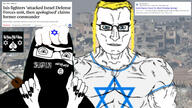 2017 ak-47 angry april_26 arabic arabic_text arm article august_28 balaclava bbc blacked blue_eyes clothes ear fingers flag:isis flag:israel glasses hand hat idf irl_background isis islam islamic islamic_state israel israel_defense_forces judaism kippah nails news nose property seal_of_muhammad shahada spade star_of_david subvariant:muscular_chud variant:chudjak variant:cobson vein yellow_hair // 1920x1080 // 421.0KB