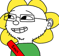ear flower flowey glasses happy holding_object petals plant smile soul stubble teeth teeth_showing undertale variant:mintson // 566x540 // 9.8KB