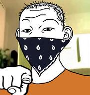 bandana clothes ear hair hand irl_background mask pointing pointing_at_viewer rytp soyjak variant:carterjak variant:kuzjak vlad_borscht // 810x860 // 120.7KB