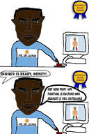 argentina arm black_skin button closed_mouth computer finger glasses hand medal speech_bubble subvariant:obsessedchud subvariant:pol_face variant:chudjak // 867x1304 // 464.4KB