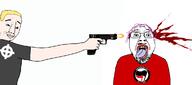 2soyjaks antifa arm blond blood blue_eyes celtic_cross communism eagle fascism flag glasses gun gunshot hand italy open_mouth purple_hair smile stubble tranny variant:bernd variant:chudjak white_skin // 1166x515 // 147.6KB